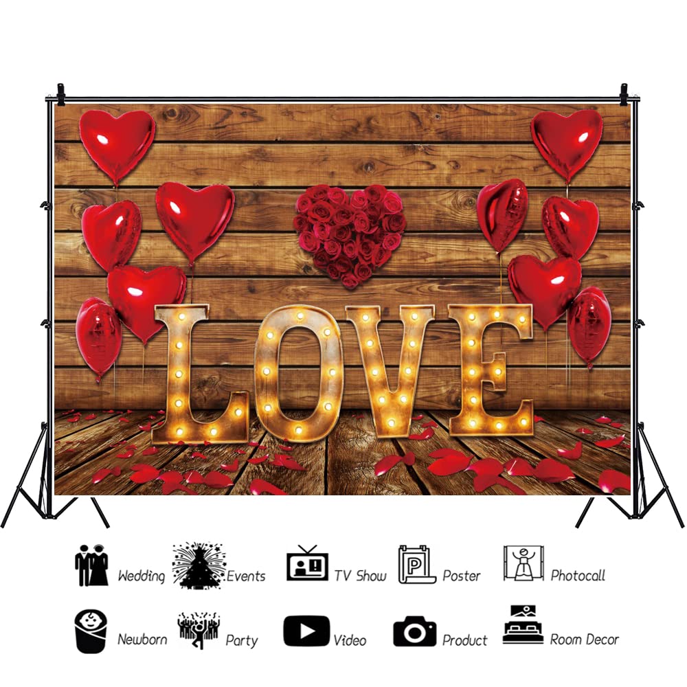 Amazon | Qinunipoto 背景布 LOVE バレンタイン 誕生日 ハート型風船と